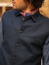 Dark Blue Cotton Waistcoat - AL-WC-617
