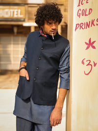 Dark Blue Cotton Waistcoat - AL-WC-617