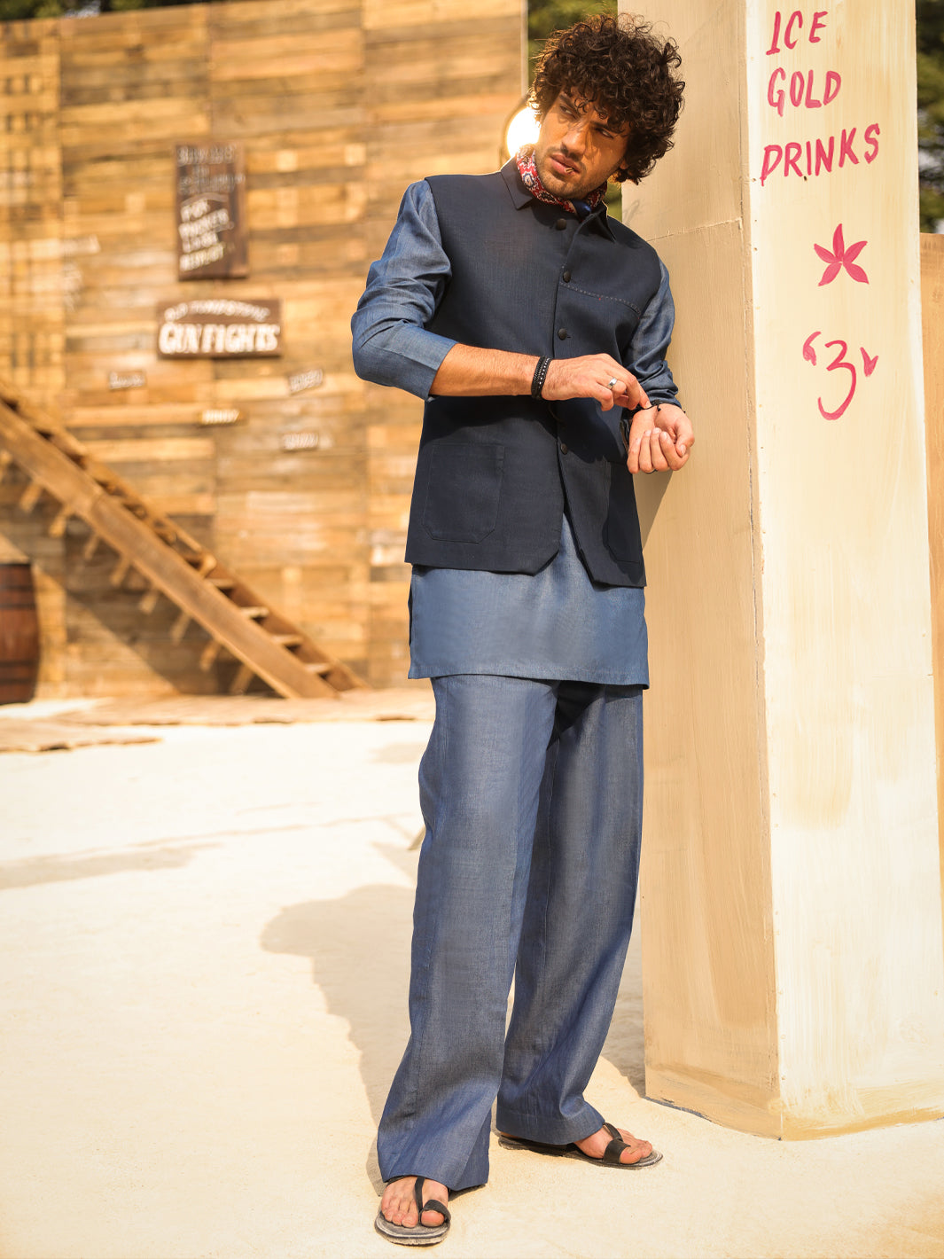 Dark Blue Cotton Waistcoat - AL-WC-617