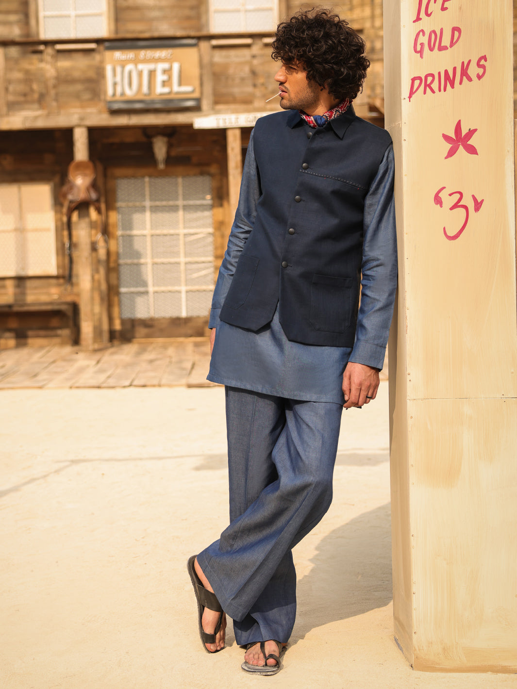 Dark Blue Cotton Waistcoat - AL-WC-617