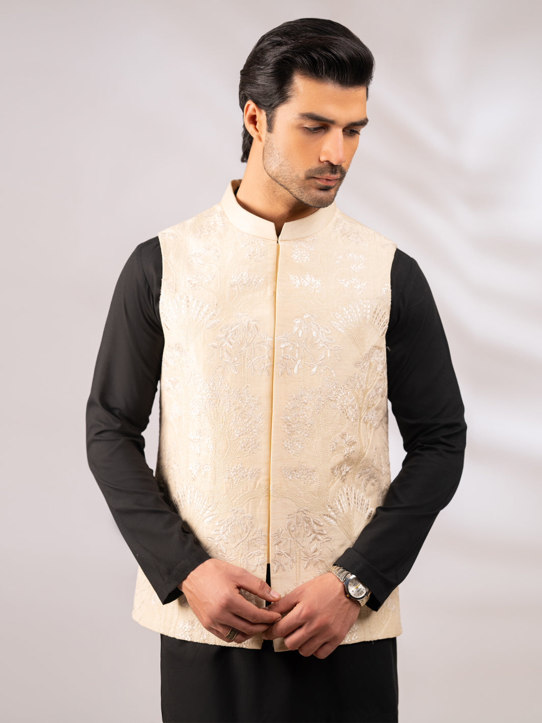 Cream Semi-Formal Waistcoat - AL-WC-618A