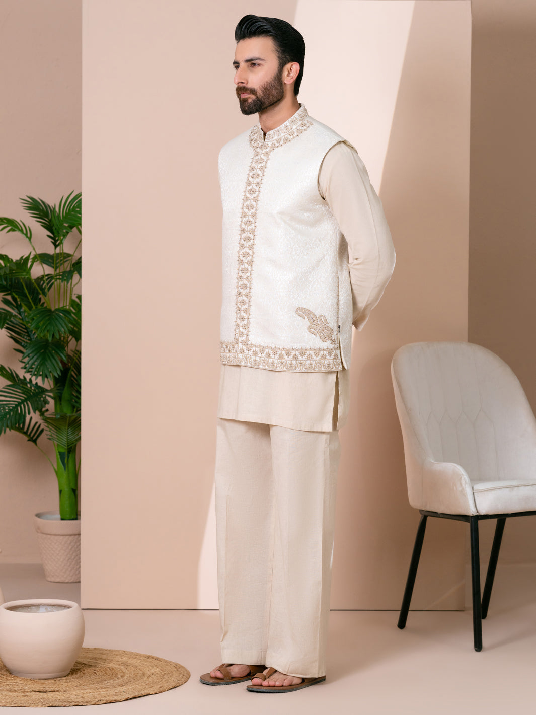 Cream Cut & Sew Waistcoat - AL-WC-619