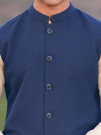 Blue Cotton Cut & Sew Waistcoat - AL-WC-621