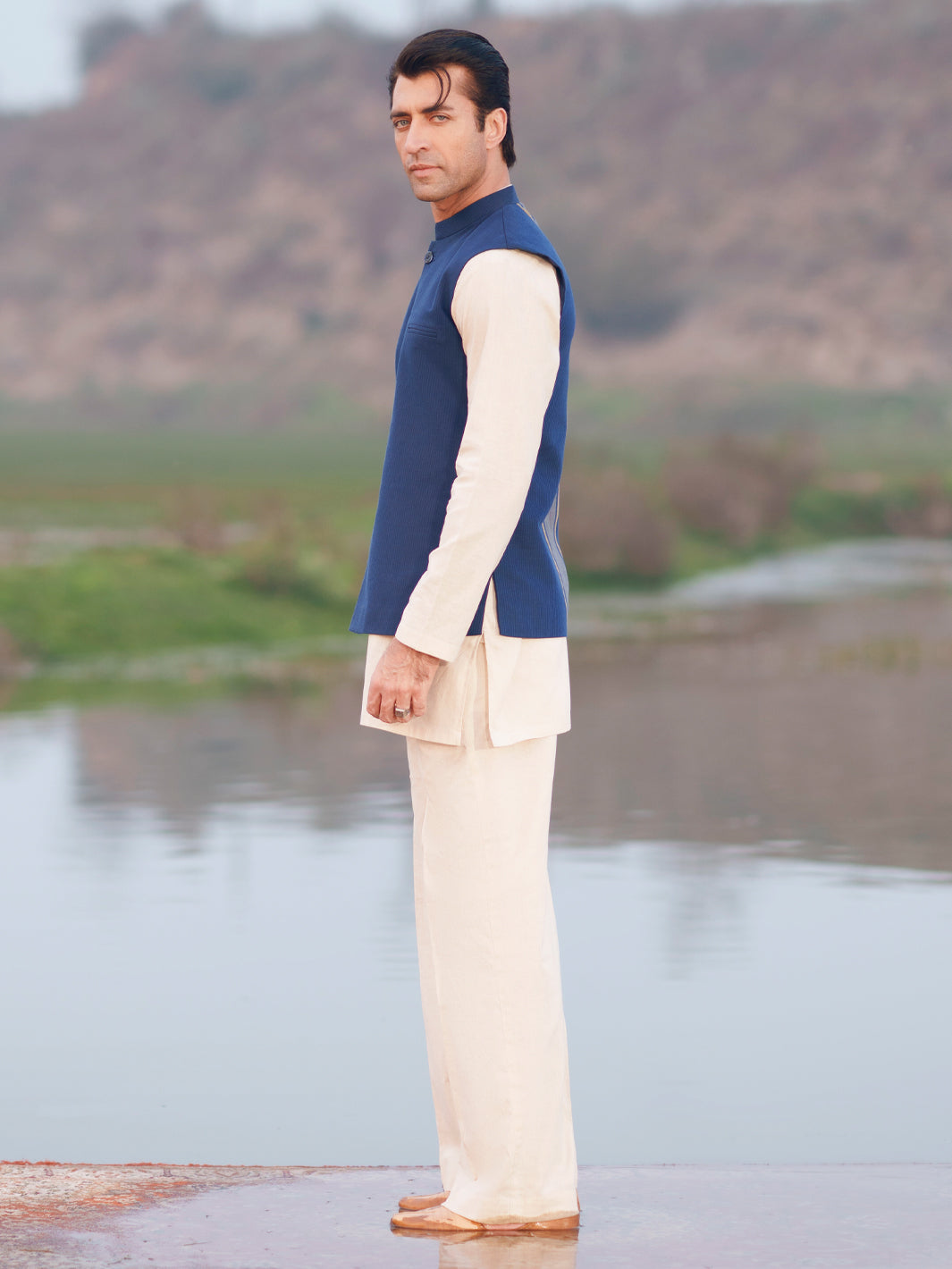 Blue Cotton Cut & Sew Waistcoat - AL-WC-621
