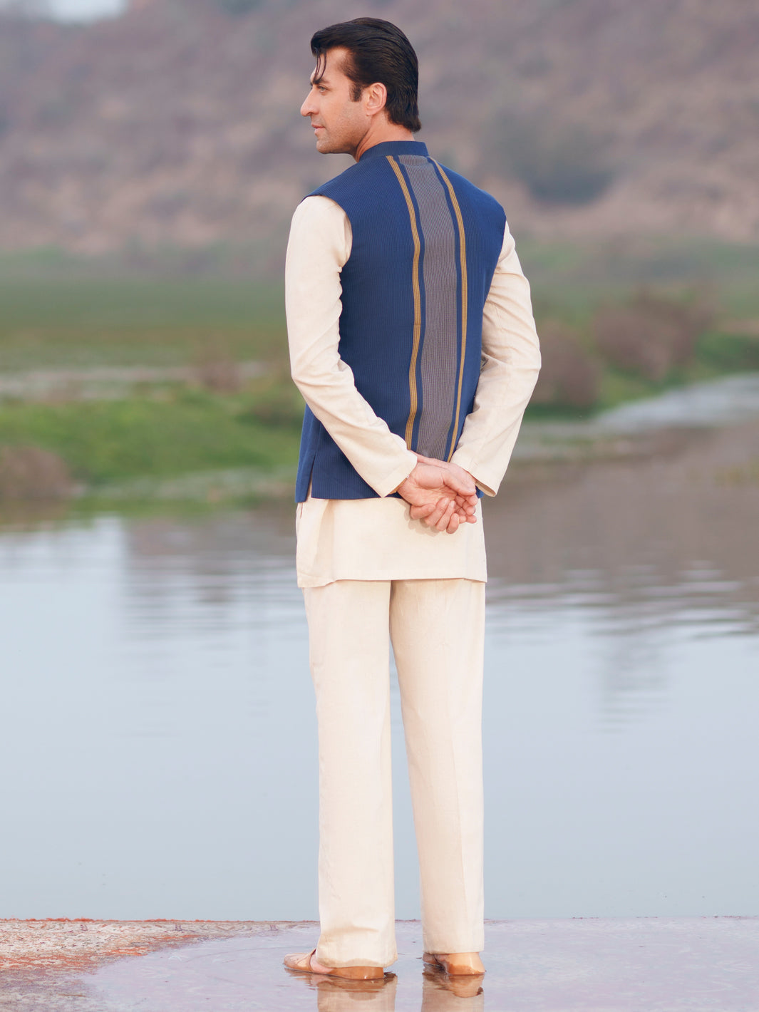 Blue Cotton Cut & Sew Waistcoat - AL-WC-621