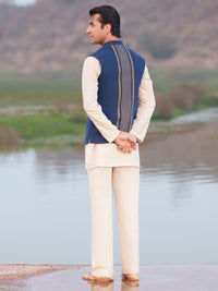 Blue Cotton Cut & Sew Waistcoat - AL-WC-621