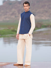Blue Cotton Cut & Sew Waistcoat - AL-WC-621