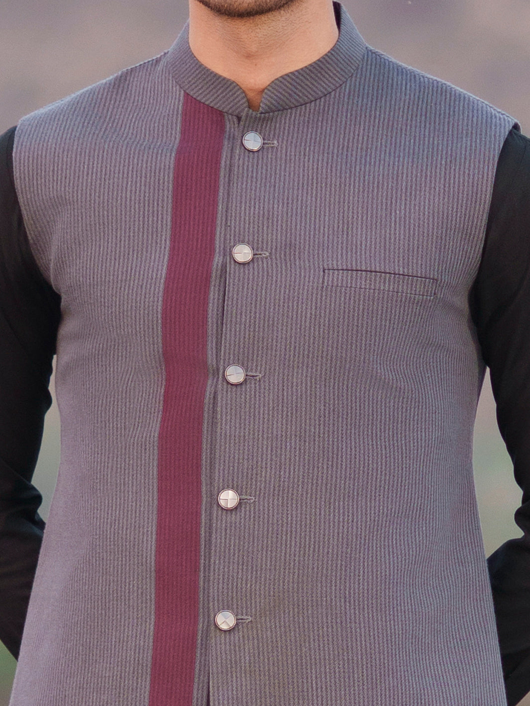 Grey Cotton Cut & Sew Waistcoat - AL-WC-622