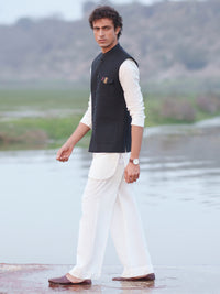 Black Cotton Cut & Sew Waistcoat - AL-WC-624