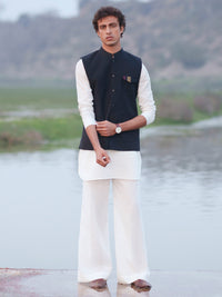 Black Cotton Cut & Sew Waistcoat - AL-WC-624