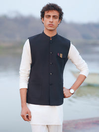 Black Cotton Cut & Sew Waistcoat - AL-WC-624