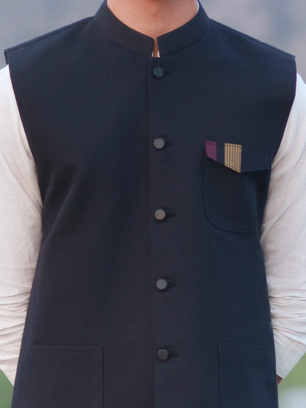 Black Cotton Cut & Sew Waistcoat - AL-WC-624