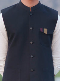 Black Cotton Cut & Sew Waistcoat - AL-WC-624