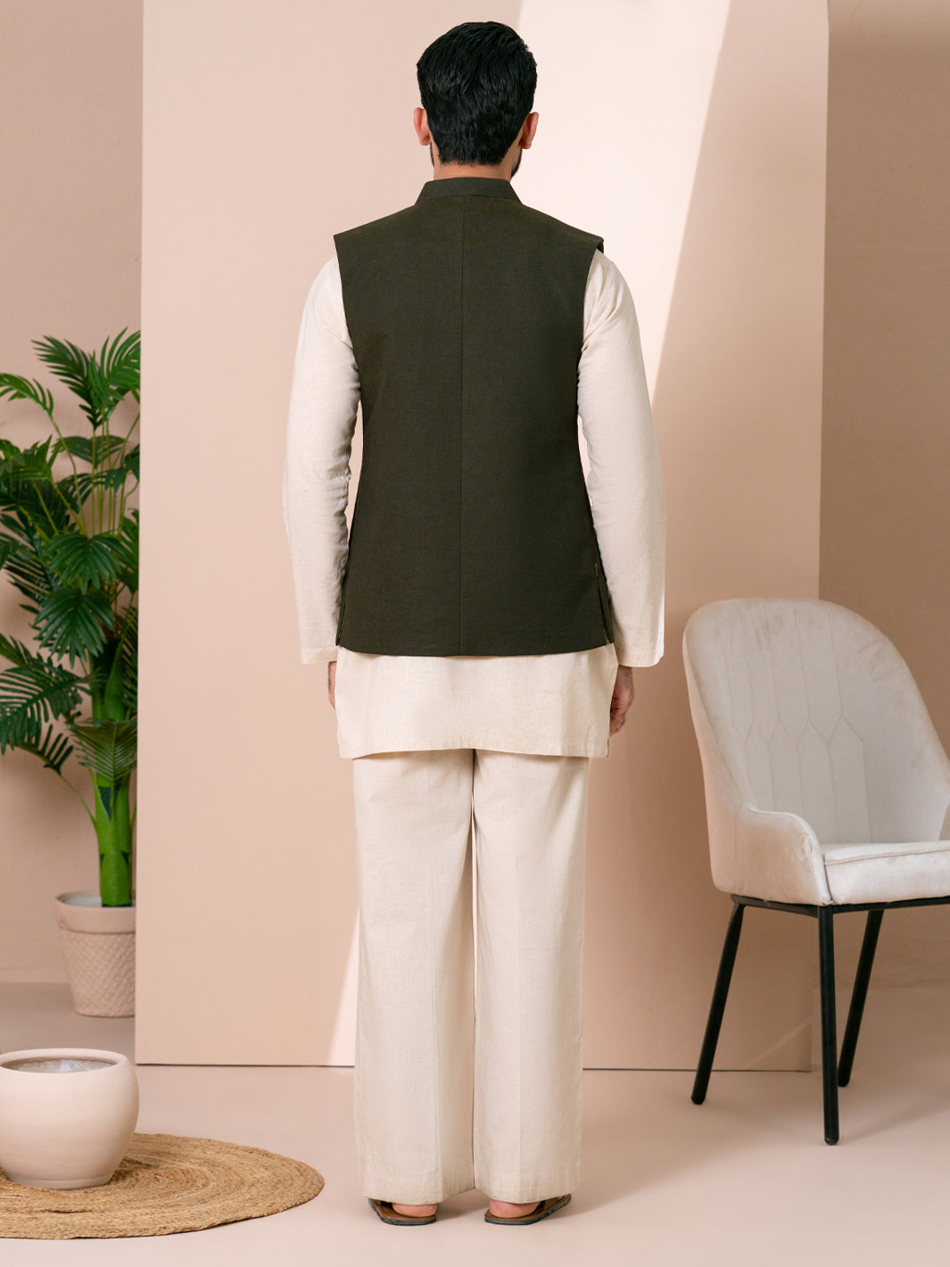 Olive Green Waistcoat - AL-WC-625