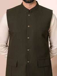 Olive Green Waistcoat - AL-WC-625