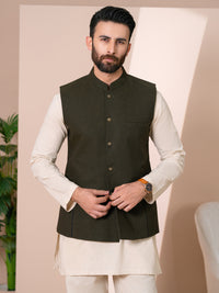 Olive Green Waistcoat - AL-WC-625