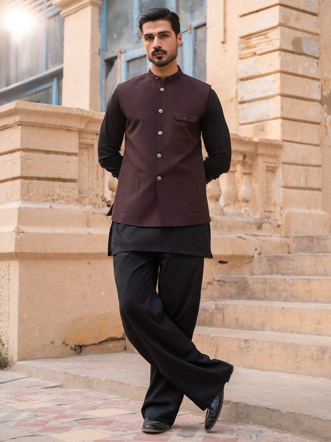 Dark Brown Waistcoat - AL-WC-641 Front Main