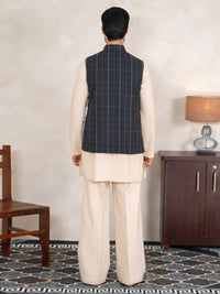 Black Cotton Plain Waistcoat - AL-WC-645