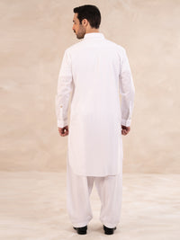 White Cotton Kameez Shalwar - ALBQ-KS-003-R19