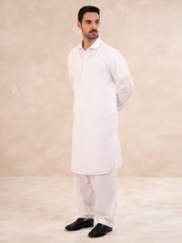 White Cotton Kameez Shalwar - ALBQ-KS-003-R19