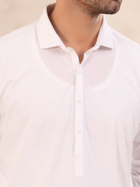 White Cotton Kameez Shalwar - ALBQ-KS-003-R19