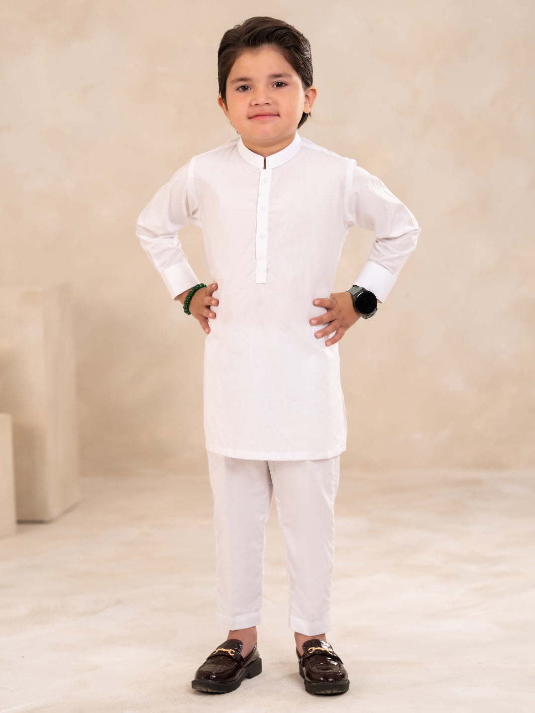 White Cotton Boys Kurta Trousers - ALBY-BQ-KT-001