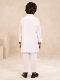 White Cotton Boys Kurta Trousers - ALBY-BQ-KT-001