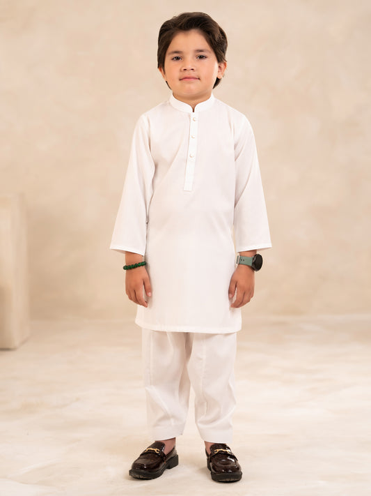 White Plain Kameez Shalwar - ALBYET-KS-001