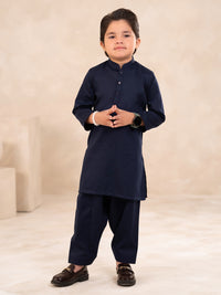 Navy Blue Plain Kameez Shalwar - ALBYET-KS-003