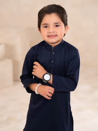 Navy Blue Plain Kameez Shalwar - ALBYET-KS-003