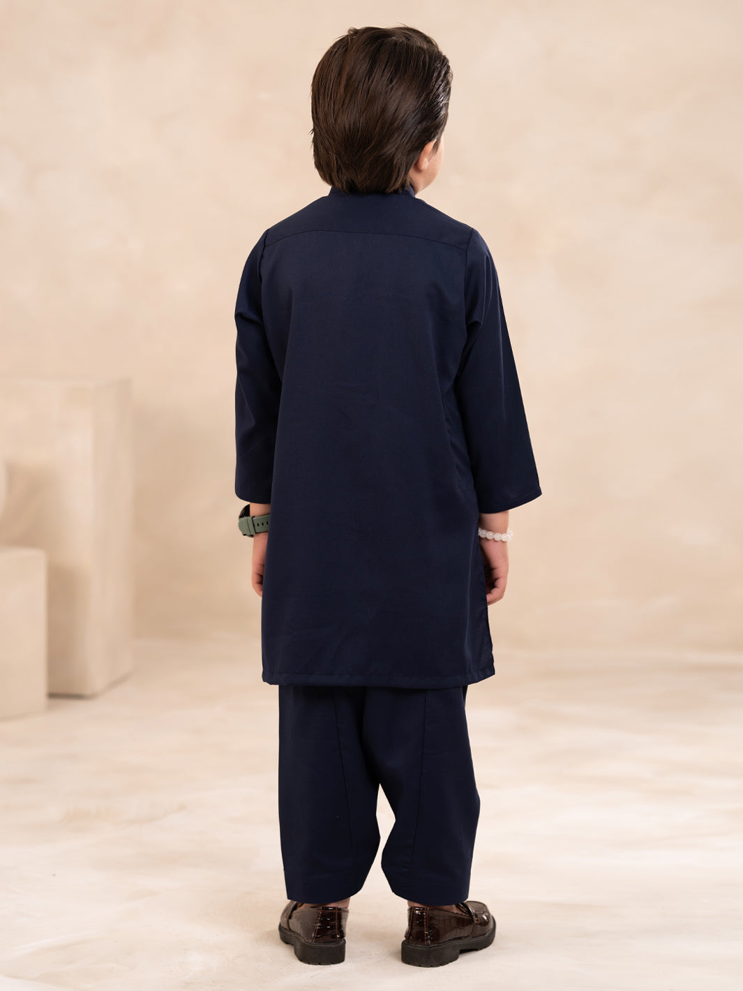 Navy Blue Plain Kameez Shalwar - ALBYET-KS-003