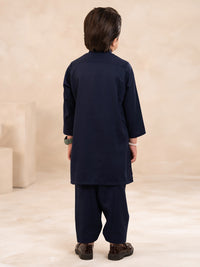 Navy Blue Plain Kameez Shalwar - ALBYET-KS-003
