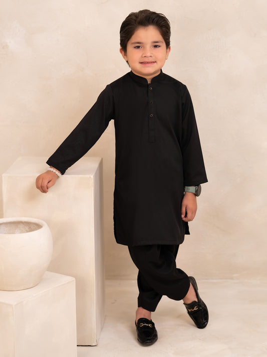 Black Plain Kameez Shalwar - ALBYET-KS-004
