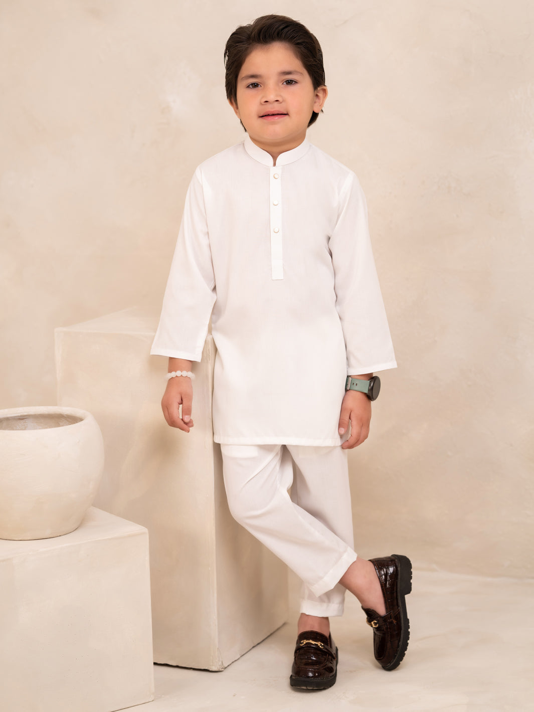 White Plain Kurta Trousers - ALBYET-KT-011