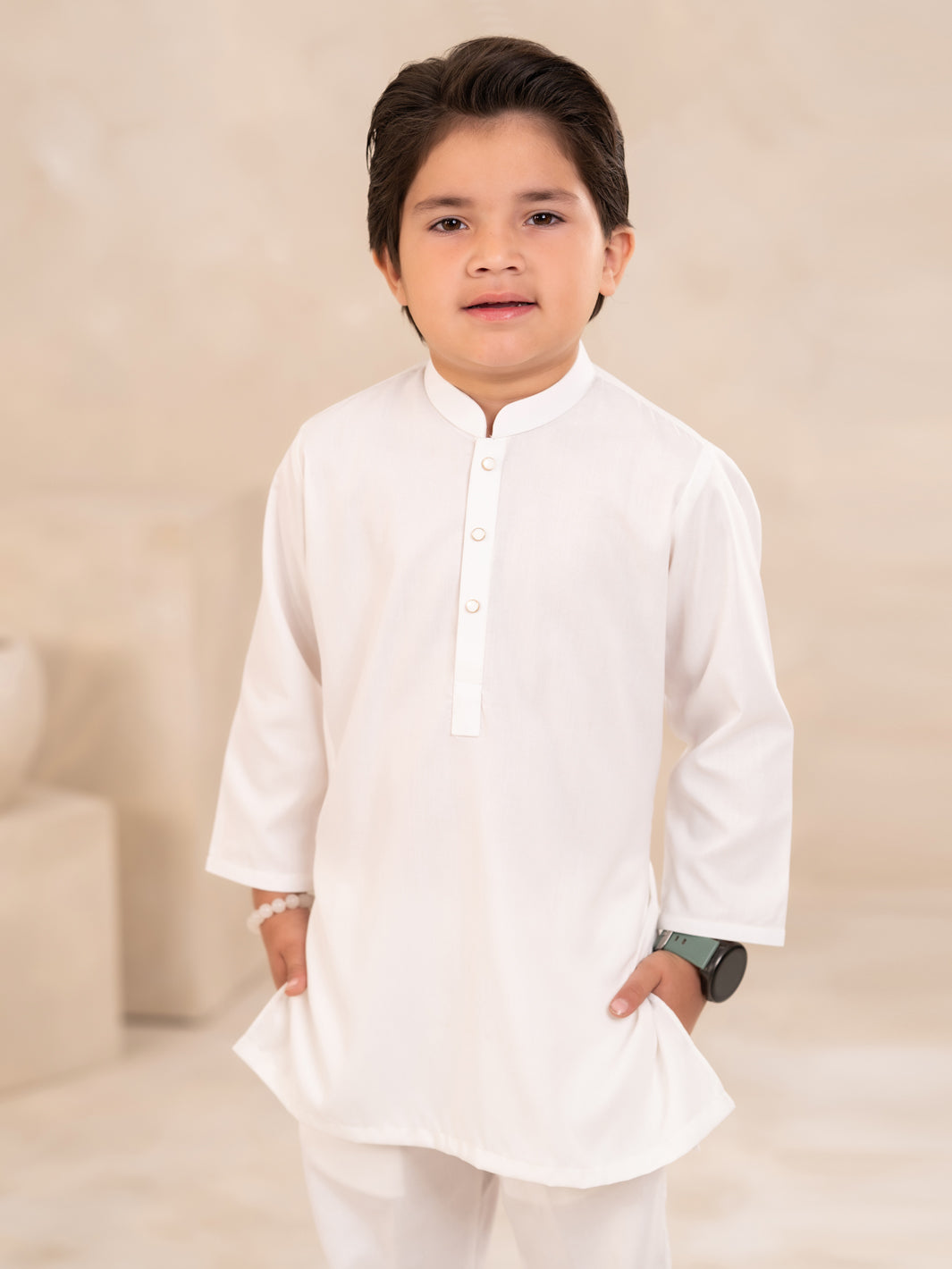 White Plain Kurta Trousers - ALBYET-KT-011