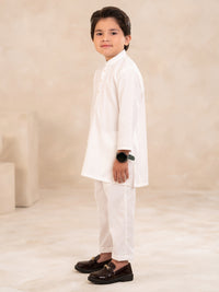 White Plain Kurta Trousers - ALBYET-KT-011