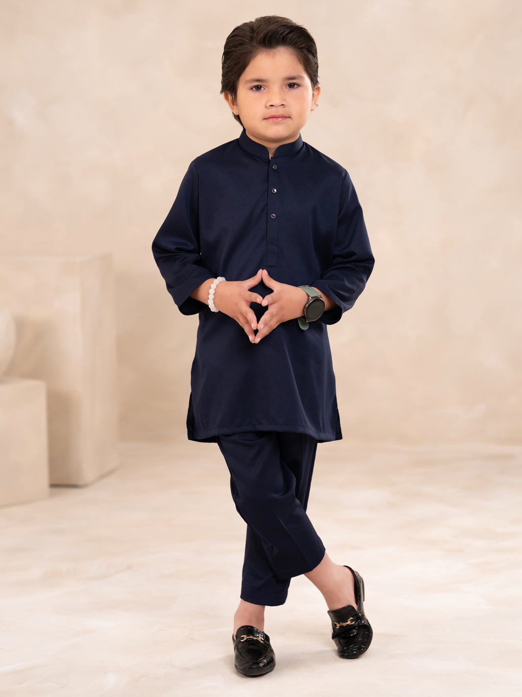 Navy Blue Plain Kurta Trousers - ALBYET-KT-013