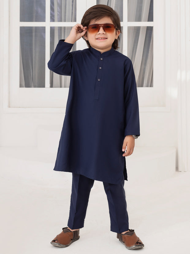 Navy Blue Blended Kurta Trouser - ALBY-KT-015