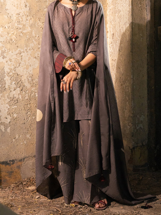 Grey Dyed Lawn 3Pc Stitched - ALCR-3PS-2829