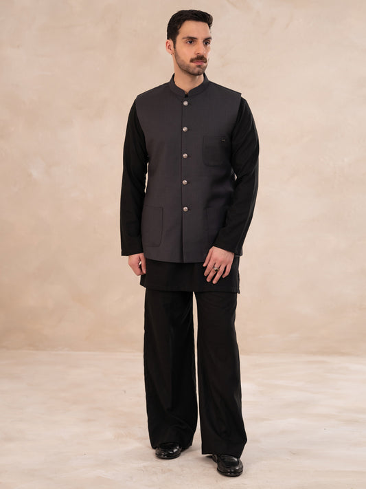 Grey Plain Waistcoat - ALET-WC-1002-R3