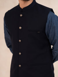 Navy Blue Plain Waistcoat - ALET-WC-1003-R3