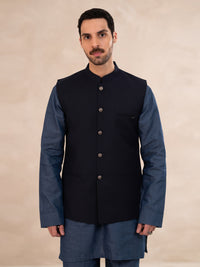 Navy Blue Plain Waistcoat - ALET-WC-1003-R3