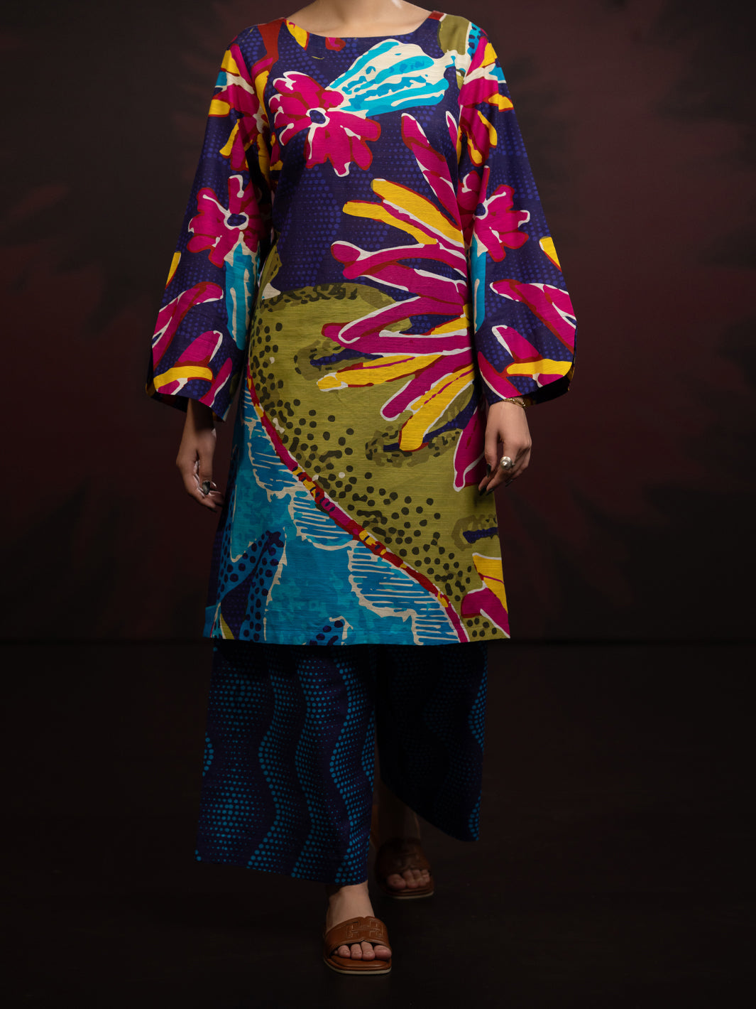 Black Light Slub Khaddar 2Pc Stitched - AL-2PS-LKS-1093