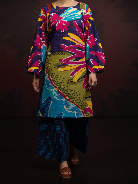 Black Light Slub Khaddar 2Pc Stitched - AL-2PS-LKS-1093