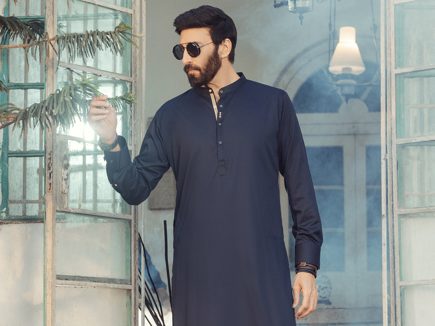 Midnight Blue Plain Kameez Shalwar - ALET-KS-1013-R4