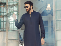 Midnight Blue Plain Kameez Shalwar - ALET-KS-1013-R4