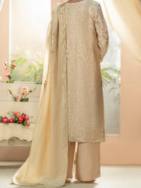 Off White Burnout Silk 3Pc Stitched - ALP-3PS-1663