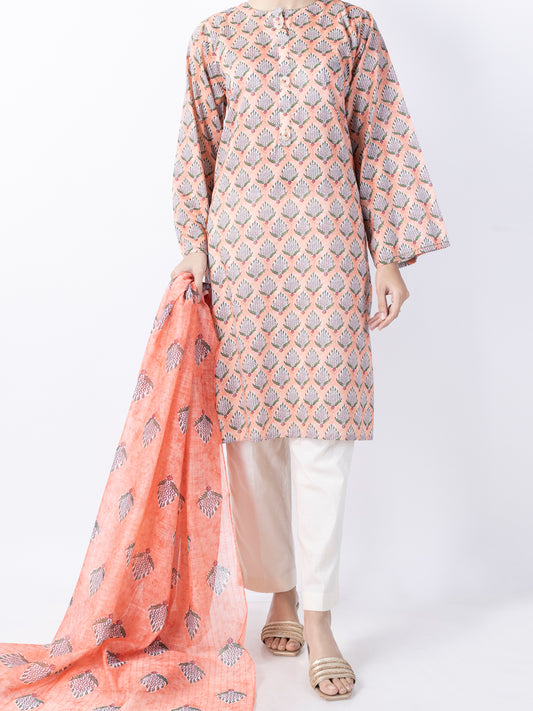 Peach Lawn 2 Piece Unstitched - ALP-2PS-1745 - Almirah Online