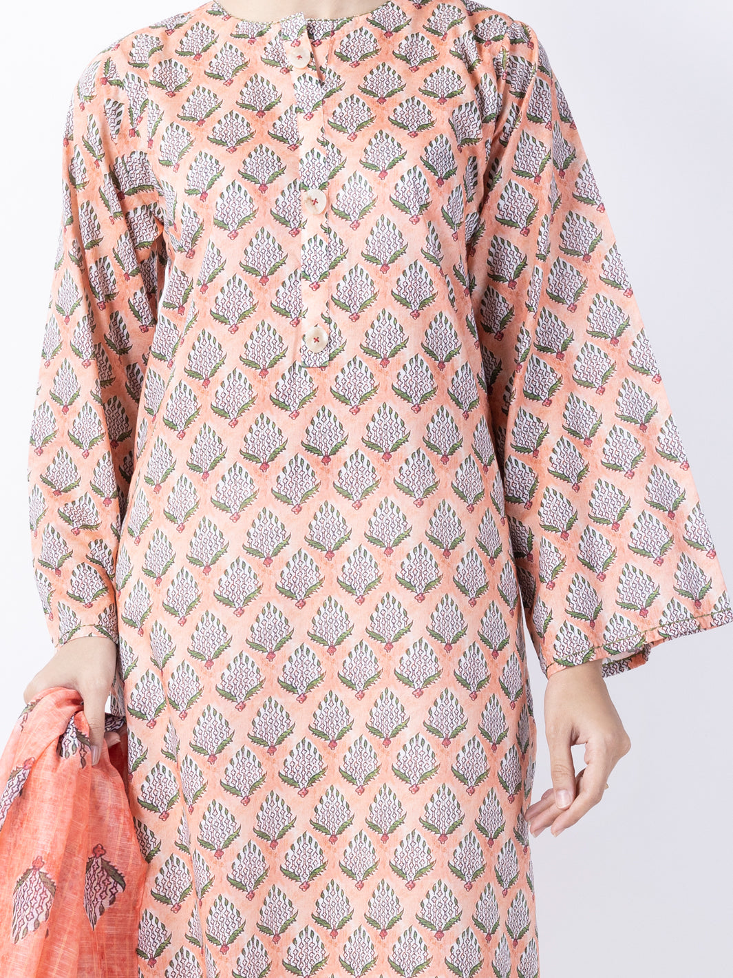 Peach Lawn 2 Piece Stitched - ALP-2PS-LKD-1745 - Almirah Online