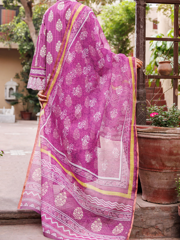 Purple Dobby 3 Piece Stitched - ALP-3PS-1882 - Almirah Online